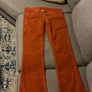 Burnt orange true religion FLARED corduroy pants